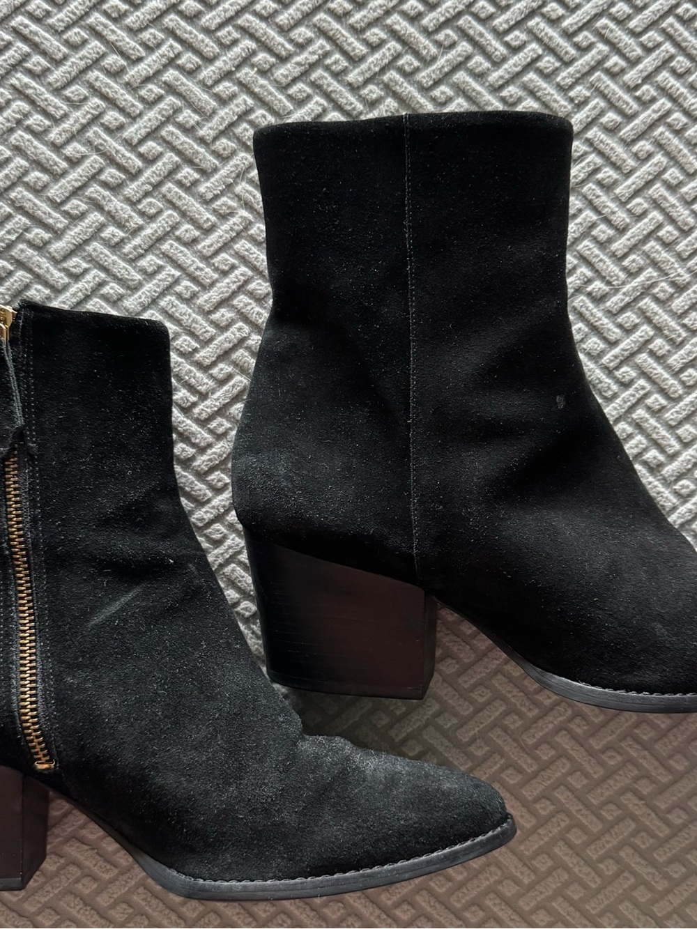 Talbot’s Black Suede Block Heel Booties